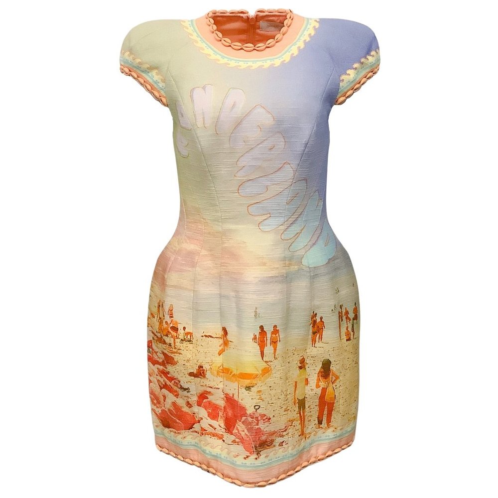 Zimmermann Pastel Multicolor Beach Print Mini Dress